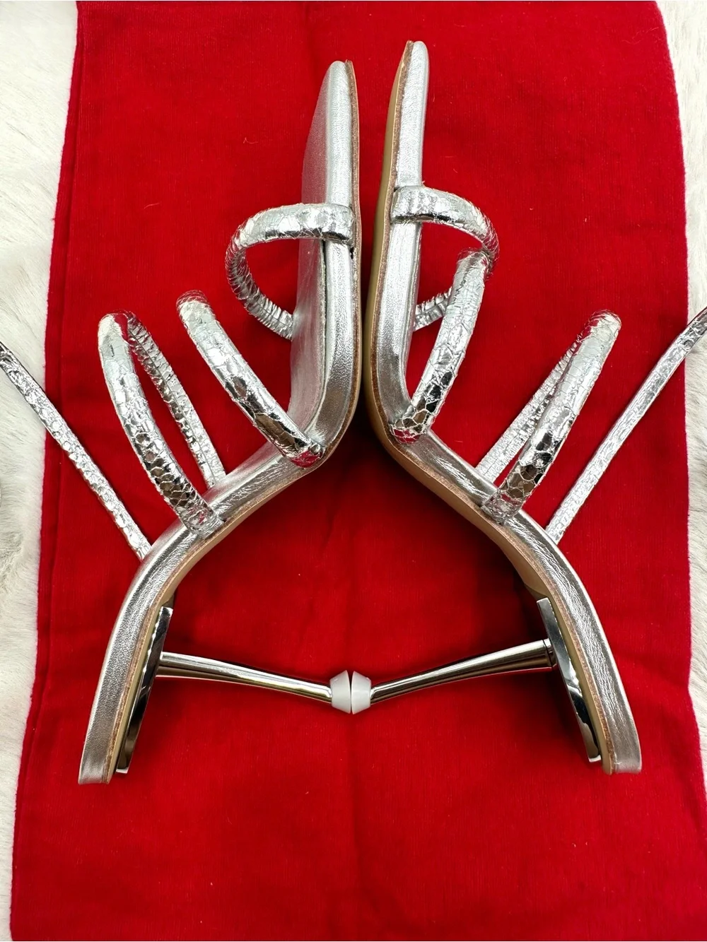 Cult Gaia Kacey Silver Strappy Heels Sandals EU 36 US 6‎ like NEW